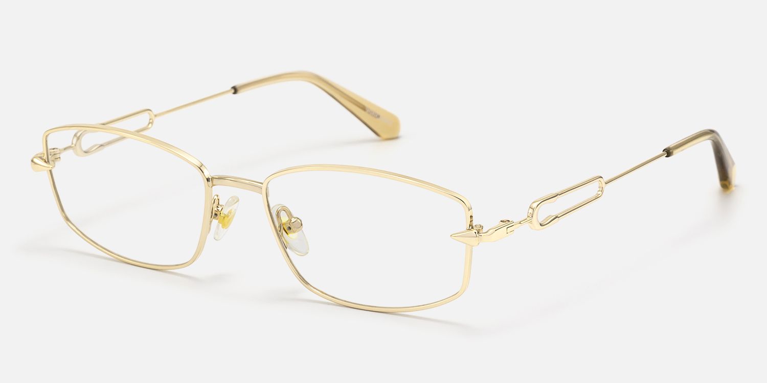 Bladework - Rectangle Gold Eyeglasses | Vooglam Front View
