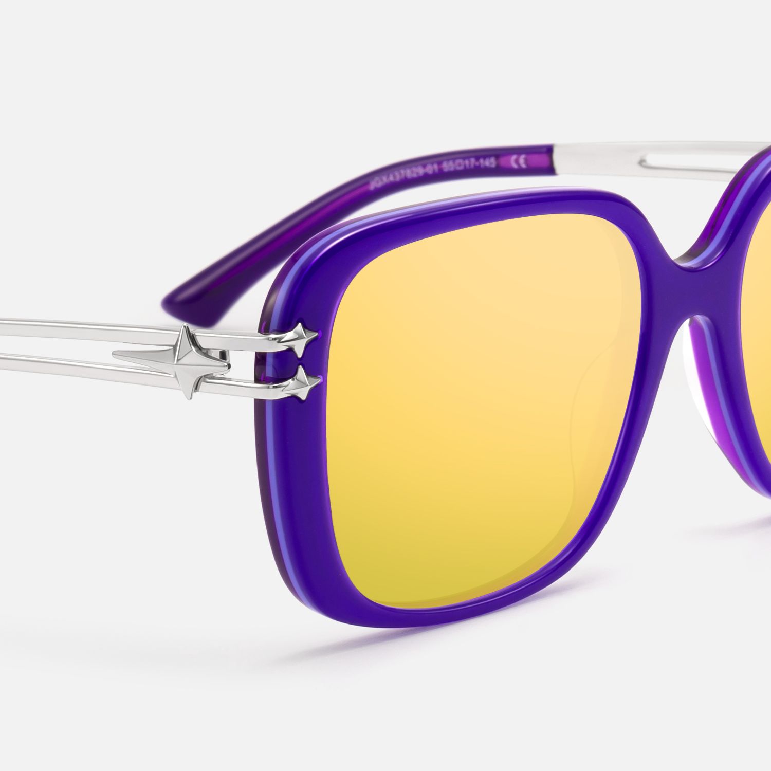 Nova - Dark Purple Gold Mirrored Star Sunglasses by Vooglam - Design Details