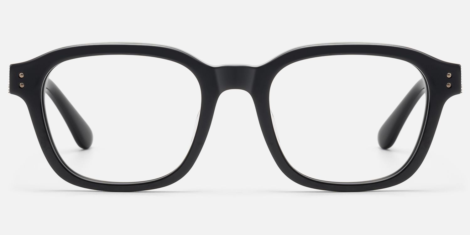 Rainier - Black Acetate Zipper Square Glasses | Vooglam Angle View