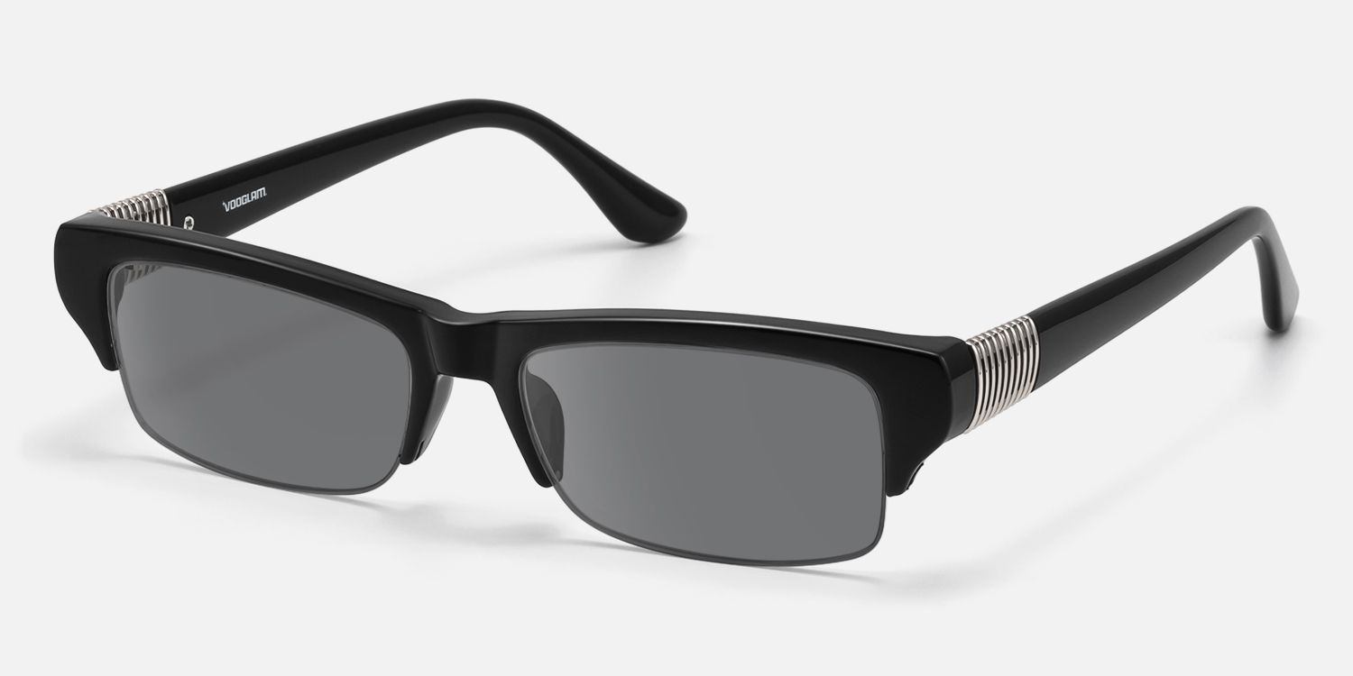 Kairo - Black Semi Rimless Sunglasses | Vooglam Front View