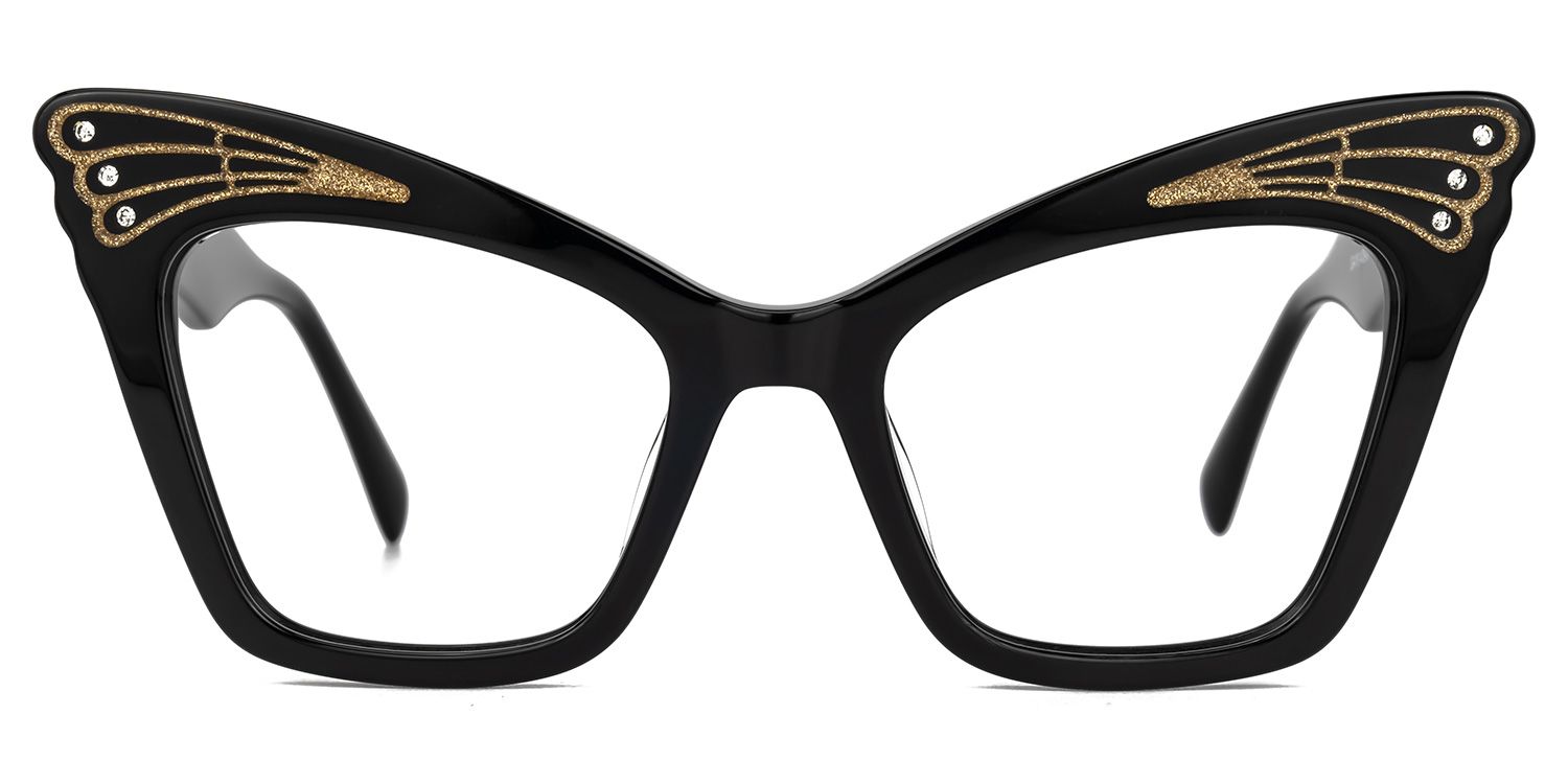 Kalinda - Cat Eye Black Eyeglasses | Vooglam Angle View