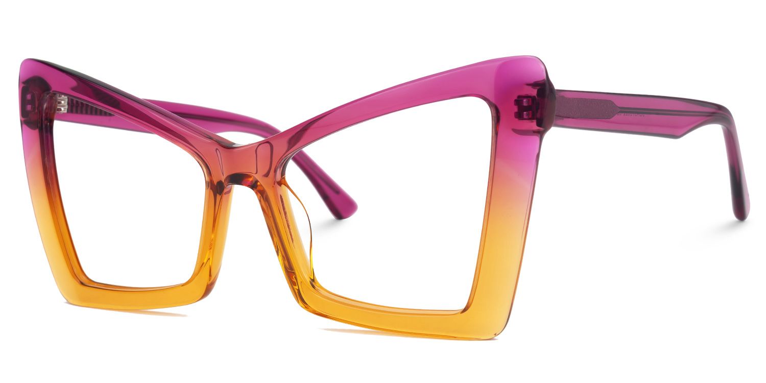 Elidius - Cat Eye Yellow Eyeglasses | Vooglam Front View