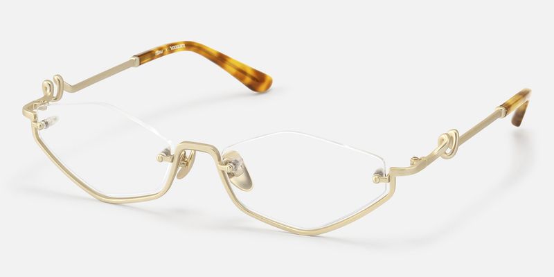 Niseko - Matte Brushed Gold Geometric Glasses | Vooglam