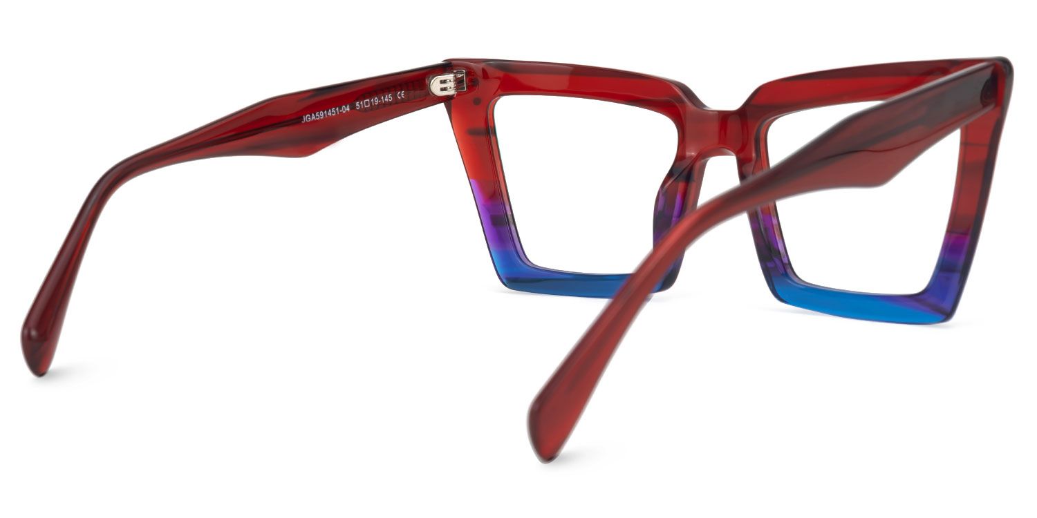 Eduardo - Square Blue/Red Eyeglasses | Vooglam Side View