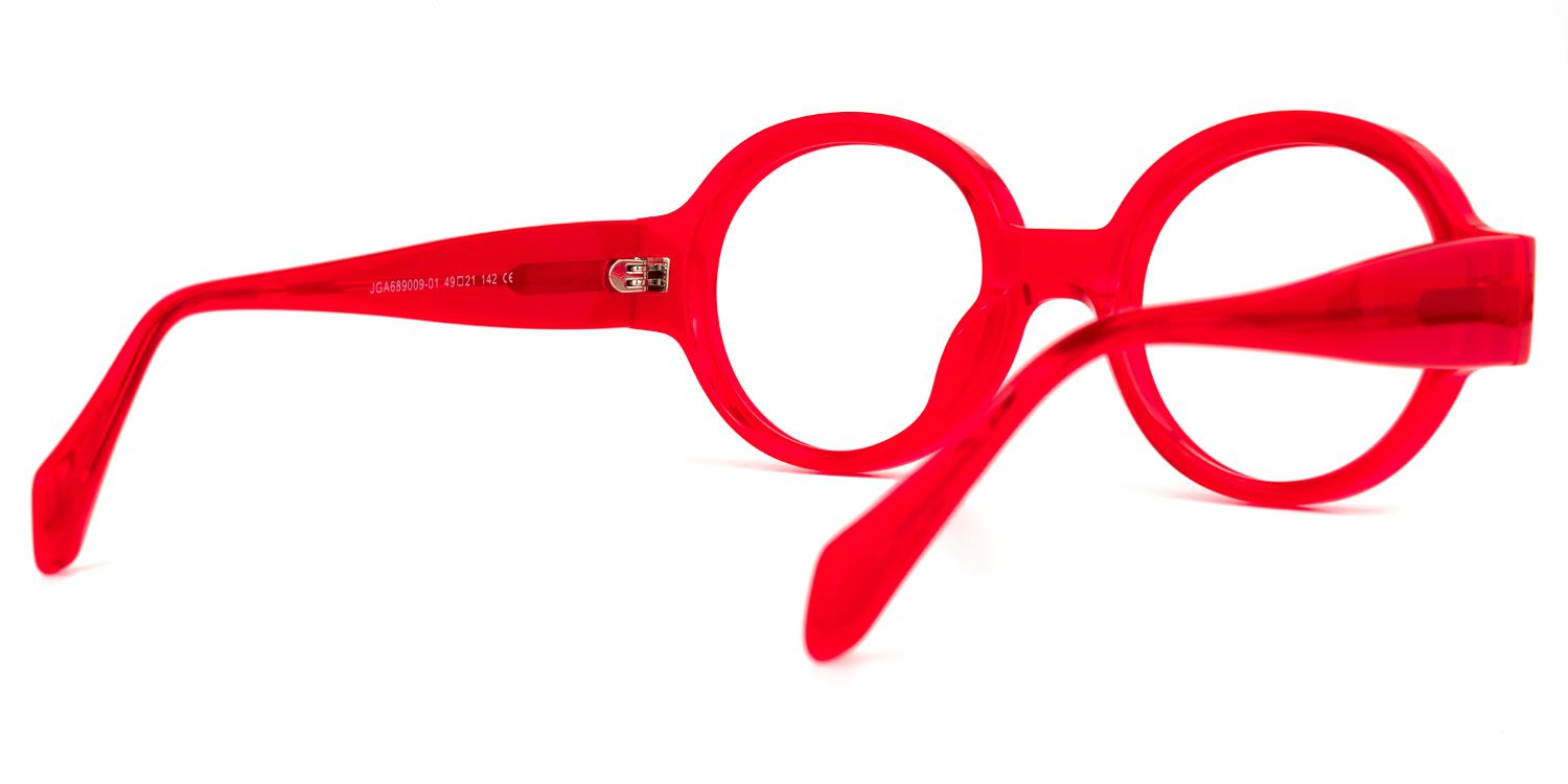 Aelwen - Round Red Eyeglasses | Vooglam Side View
