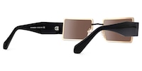 Anitta - Gold Rim Rectangular Sunglasses Bold Temples - 3