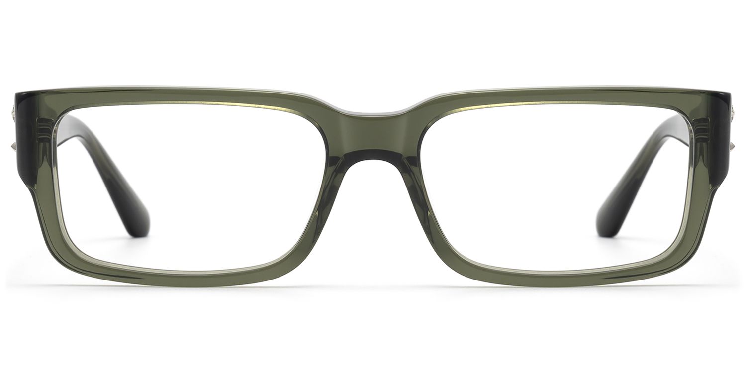 Frame Size of Drexen - Olive Green Translucent Rectangle Rx | Vooglam