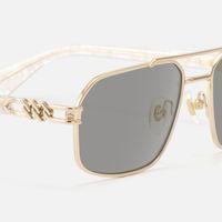 Lacey - Grey Tint Aviator Gold Sunglasses | Vooglam Design Details