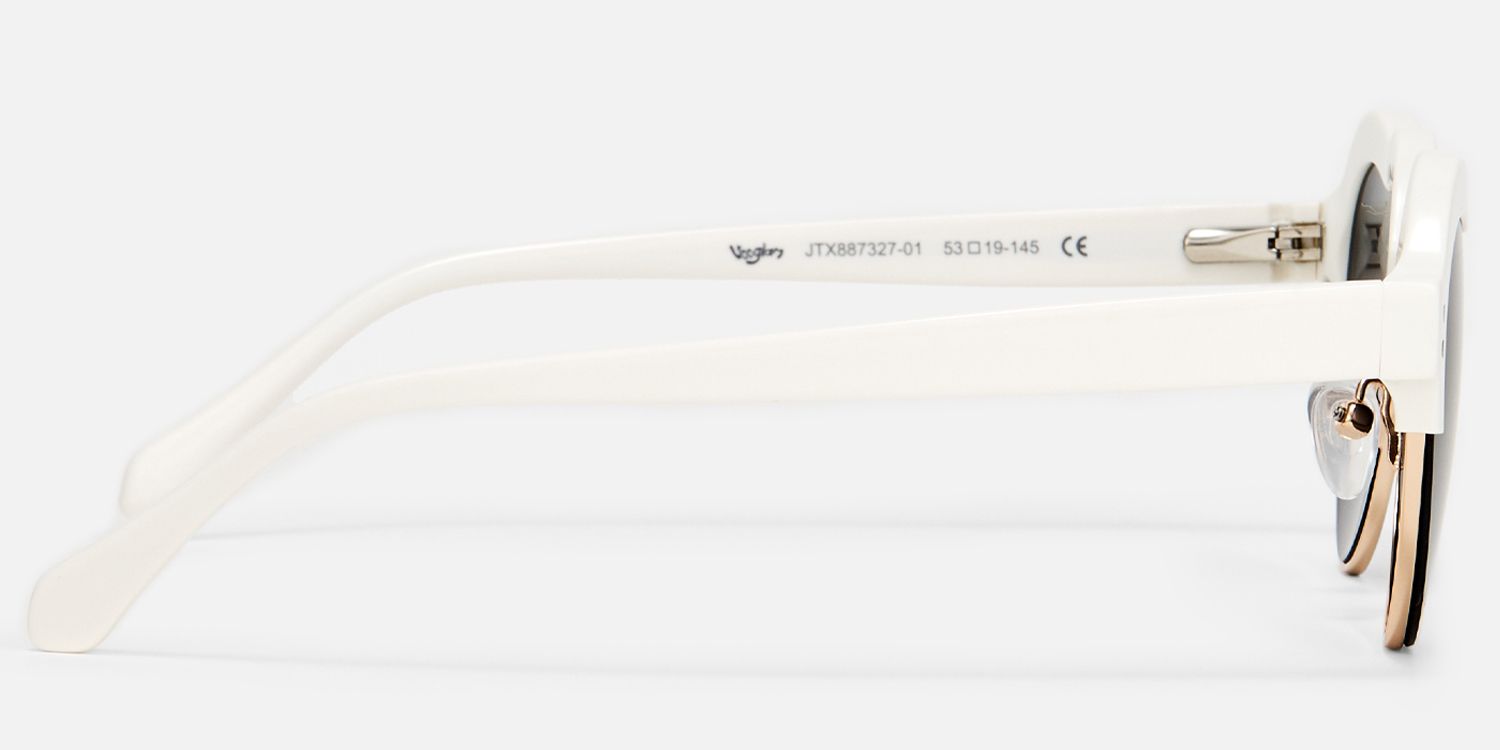 Galido - Geometric White Prescription Sunglasses | Vooglam Side View