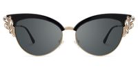 Portia - Black Browline Sunglasses | Vooglam Angle View