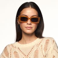 Kadmiel - Rectangle Orange Prescription Sunglasses | Vooglam On Model 1