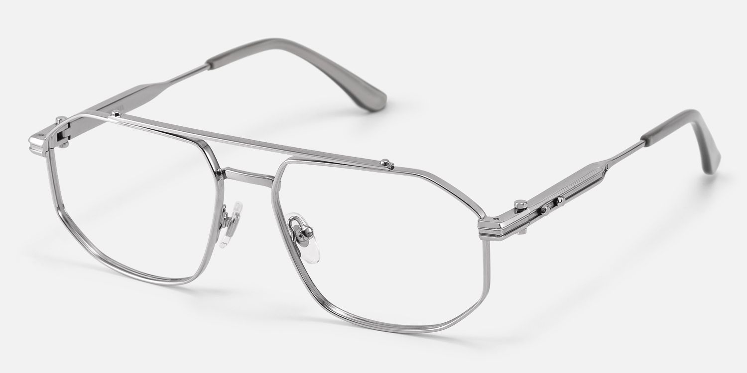 Ando - Light Gunmetal Daily Aviator Glasses | Vooglam Front View