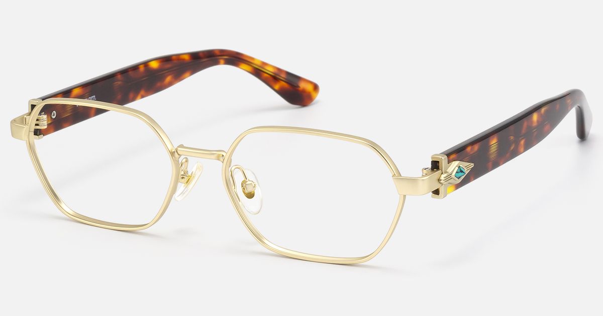 Orion - Gold Tortoise Geometric Glasses | Vooglam