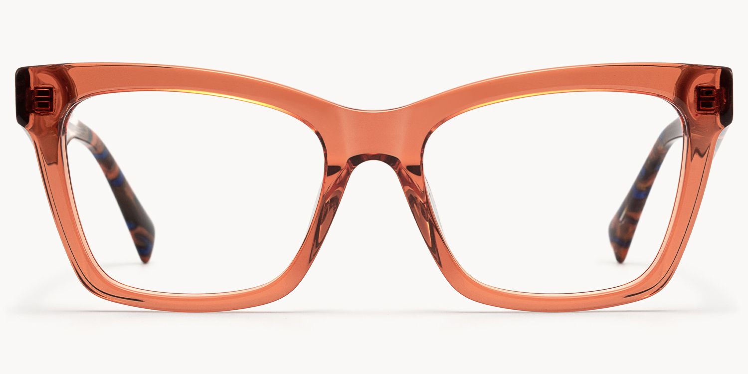 Vibranium - Rectangle Orange Eyeglasses by Vooglam - Angle View