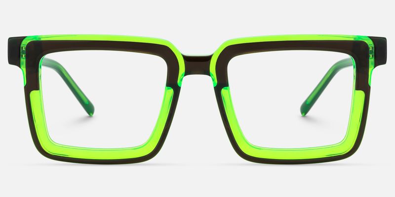 Ofira-Black Outline Neon Green Cyber Rave Glasses by Vooglam