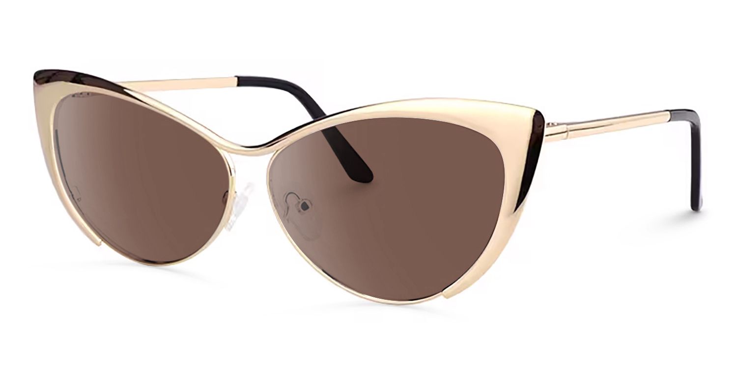 Annabelle - Elegant Gold Cat Eye Vintage Sunglasses | Vooglam Front View