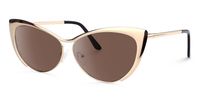 Annabelle - Elegant Gold Cat Eye Vintage Sunglasses | Vooglam Front View