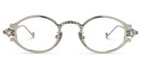 Callum - Oval Silver Eyeglasses | Vooglam Angle View