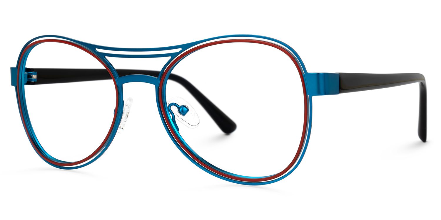 Adjatay - Aviator Blue/Red Eyeglasses | Vooglam Front View