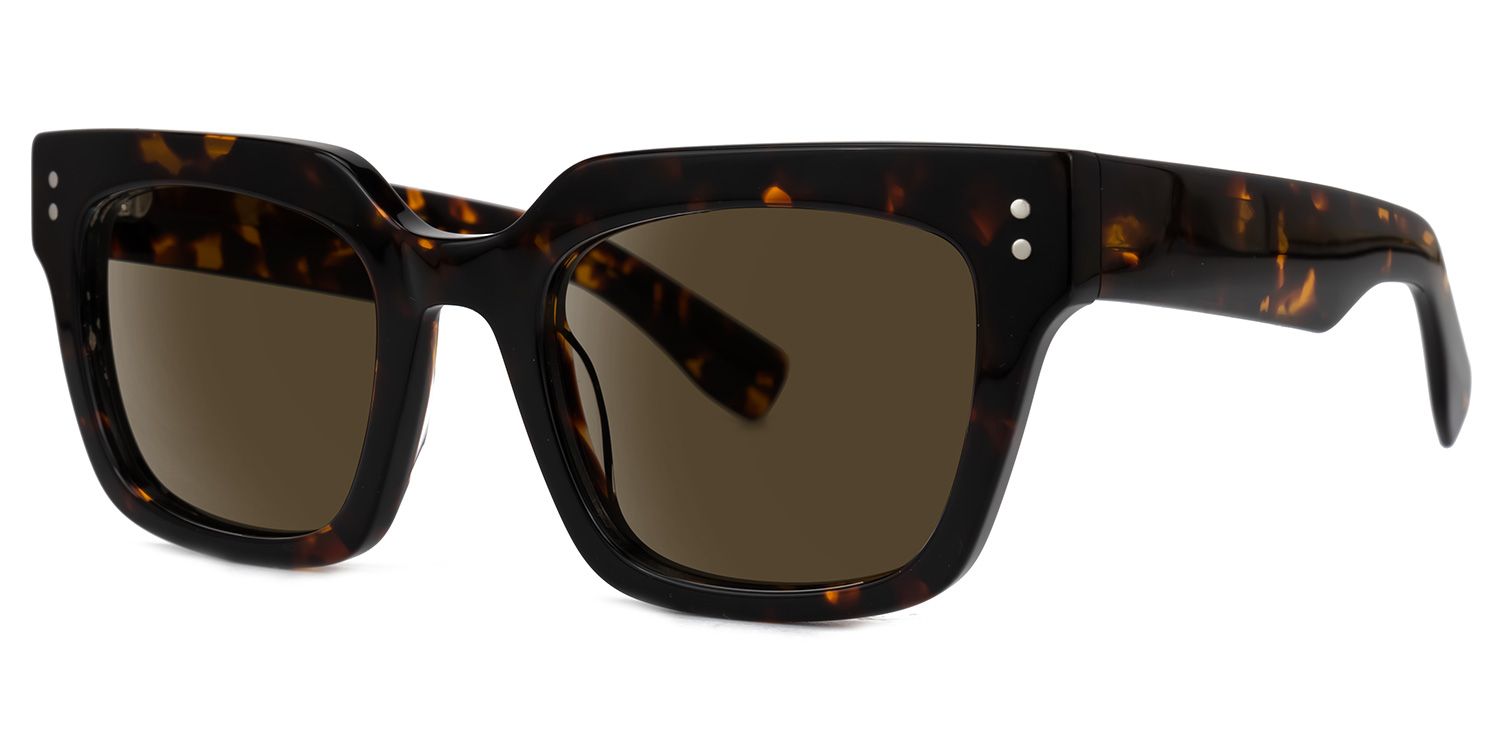 Dawid - Rectangle Tortoise Sunglasses | Vooglam Front View