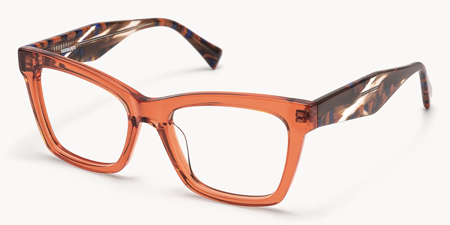 Vibranium - Rectangle Orange Eyeglasses by Vooglam - Front View