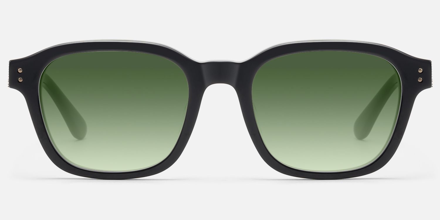 Rainier - Black Gradient Green Lens Sunglasses | Vooglam Angle View