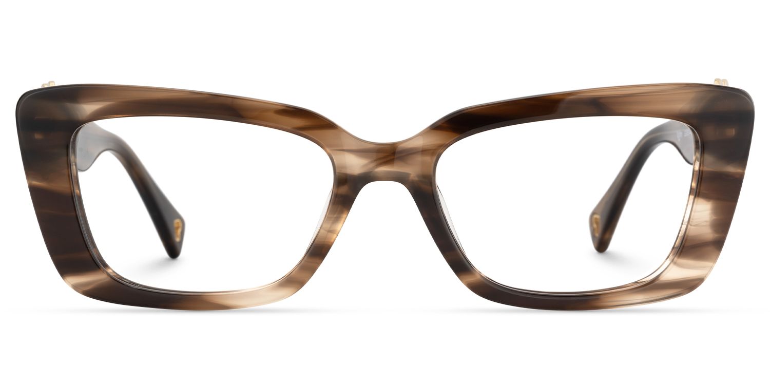 Odina - Rectangle Brown Eyeglasses | Vooglam Angle View
