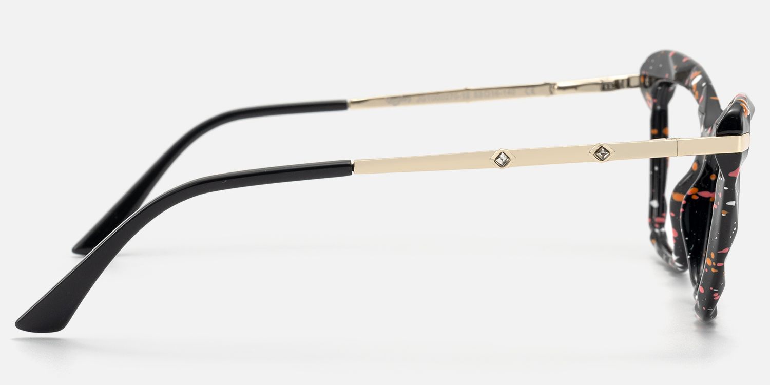Annie - Paint Splatter Black Rectangle Glasses | Vooglam