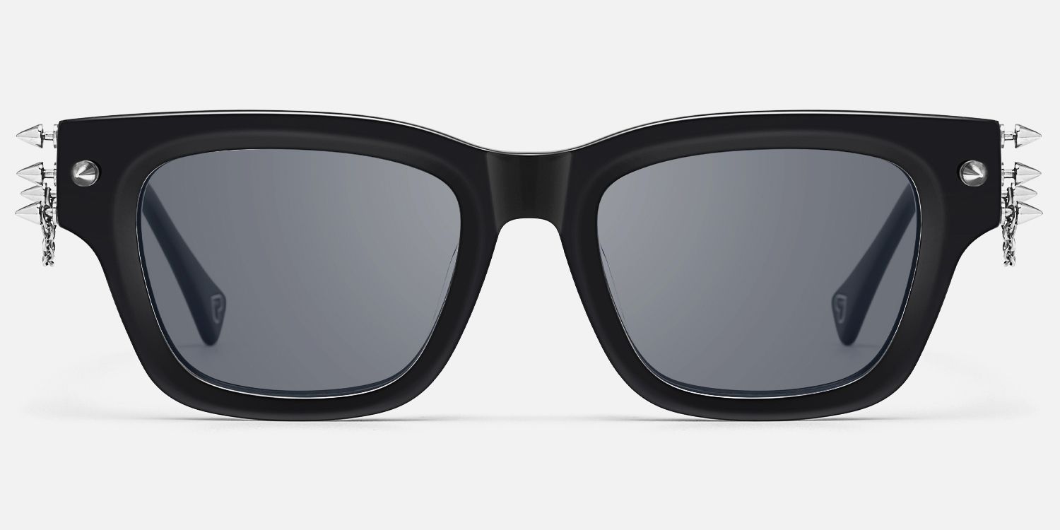 Stud - Rock Stud Black Rectangle Sunglasses | Vooglam Angle View