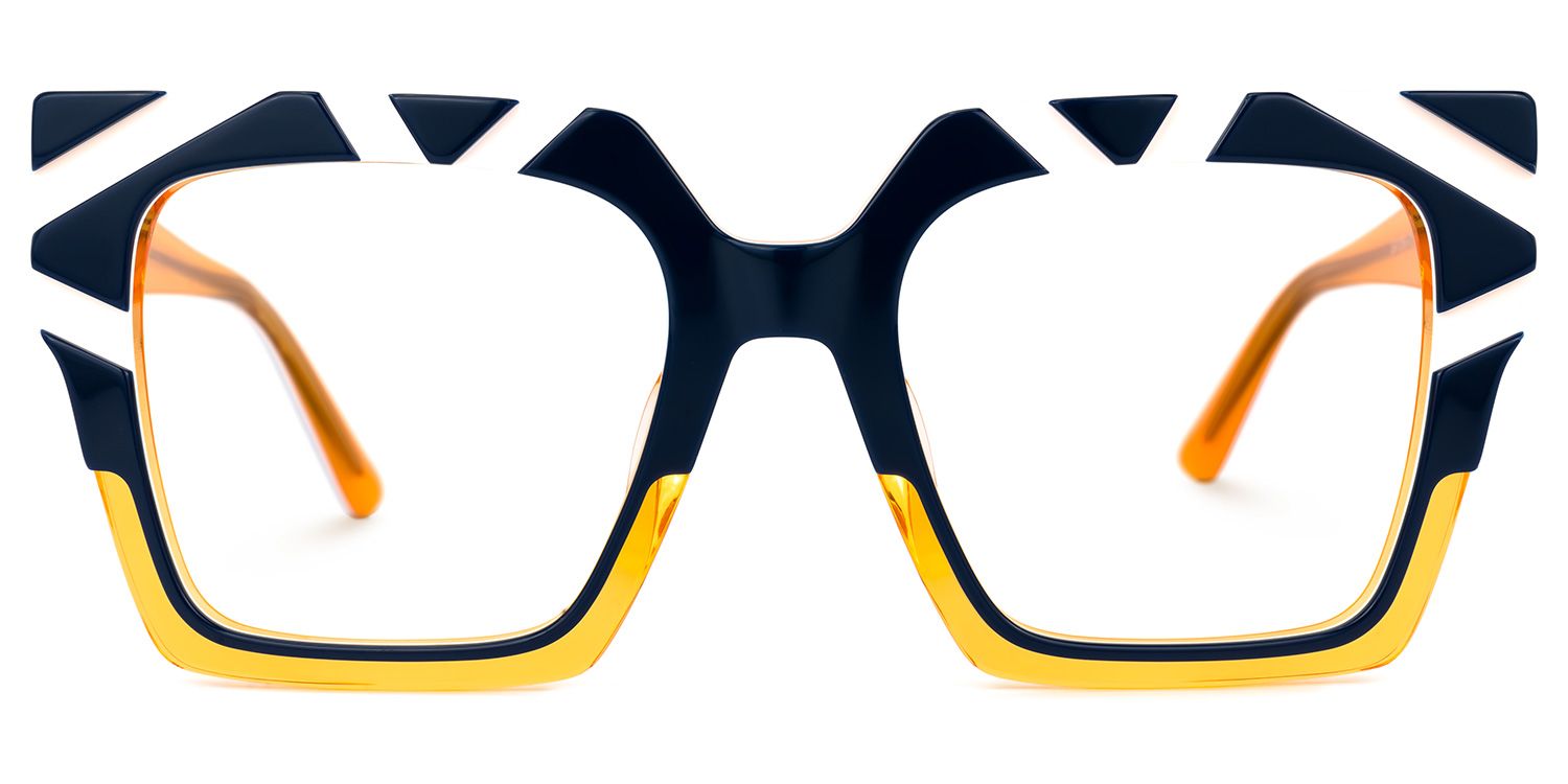 Darius - Square Blue/Orange Eyeglasses | Vooglam Angle View