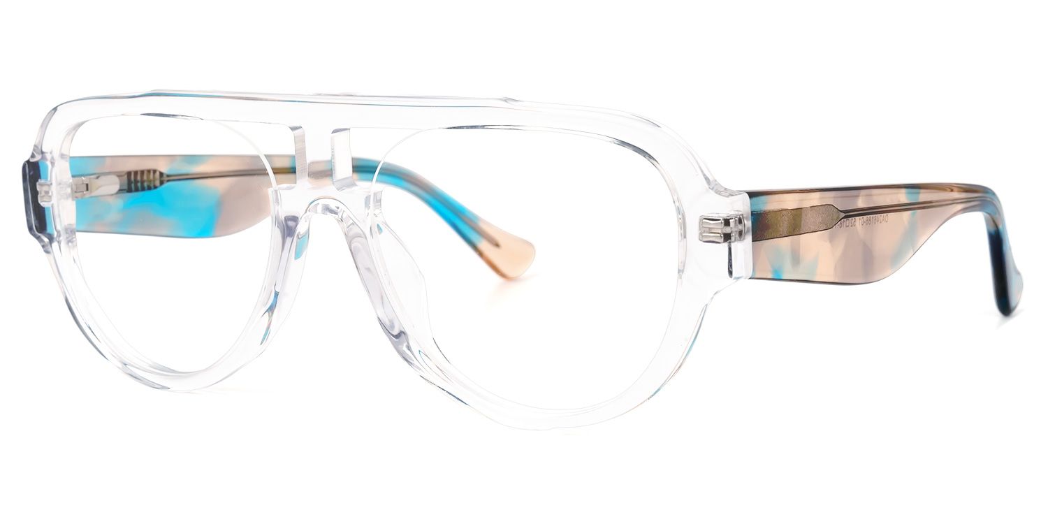 Adnan - Aviator Crystal Eyeglasses by Vooglam - Front View