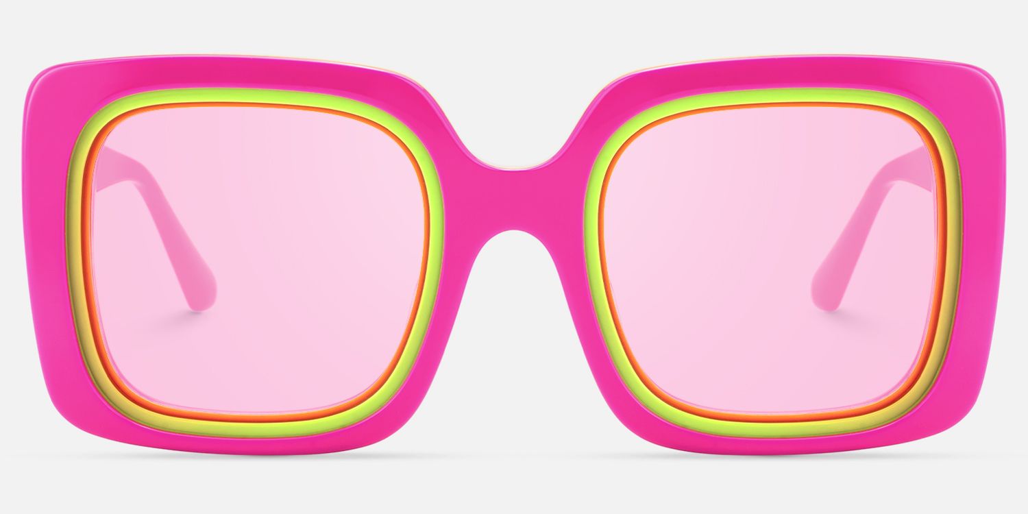 Esadowa - Square Pink Sunglasses by Vooglam - Angle View