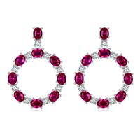 Hollowed-Out Ruby Red Pierced Earrings | Vooglam Front View