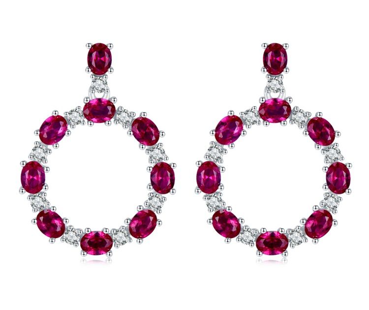 Piercing Red Color Hollowed-Out Ruby Red Pierced Earrings | Vooglam
