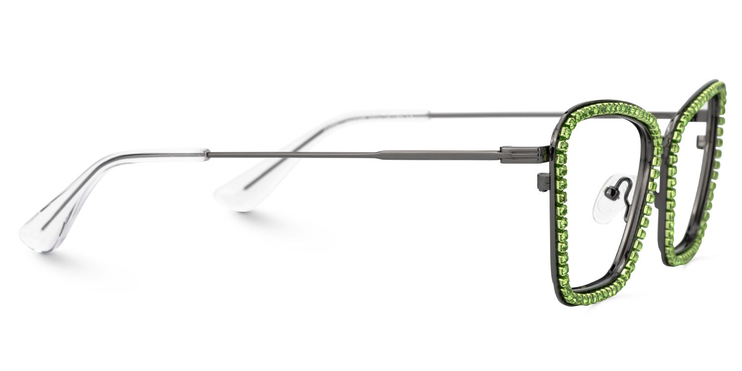 Feodora - Rectangle Green Eyeglasses | Vooglam 4