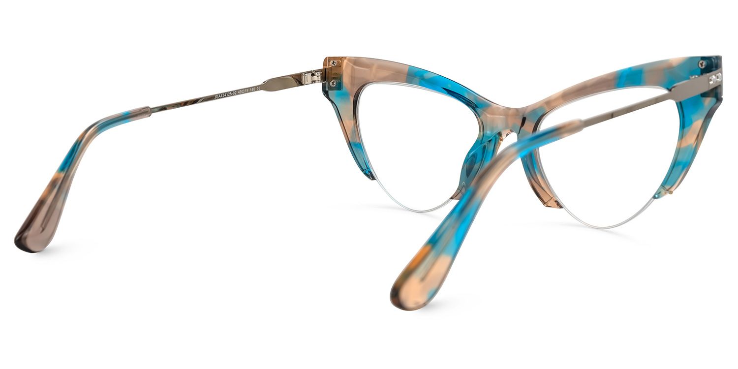 Eirian - Cat Eye Brown/Blue Eyeglasses | Vooglam Side View