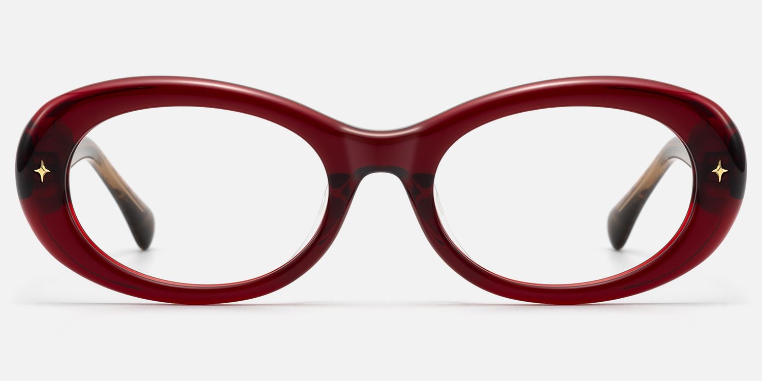 Vexa - Cherry Red Leopard Temple Glasses | Vooglam Angle View