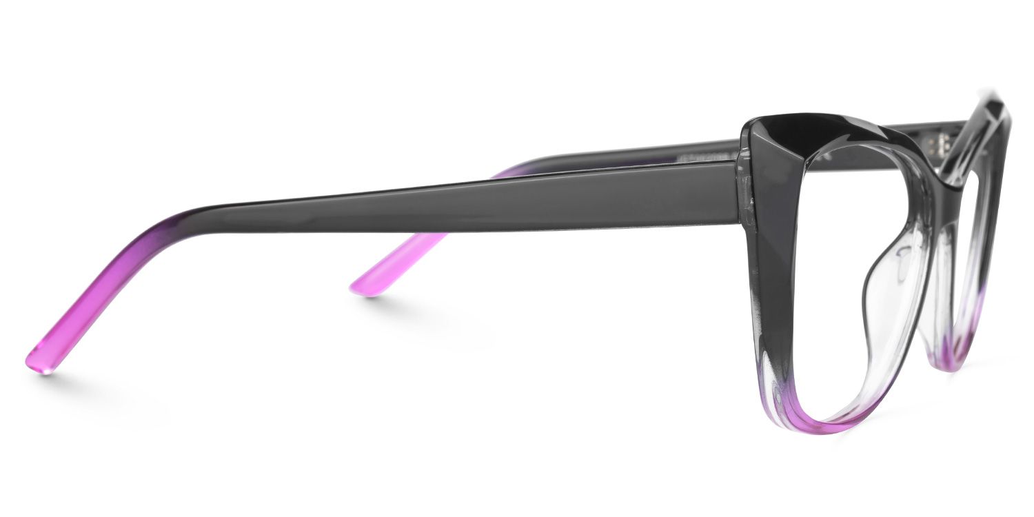 Raquel - Chic Black & Purple Faceted Frame Glasses | Vooglam 4
