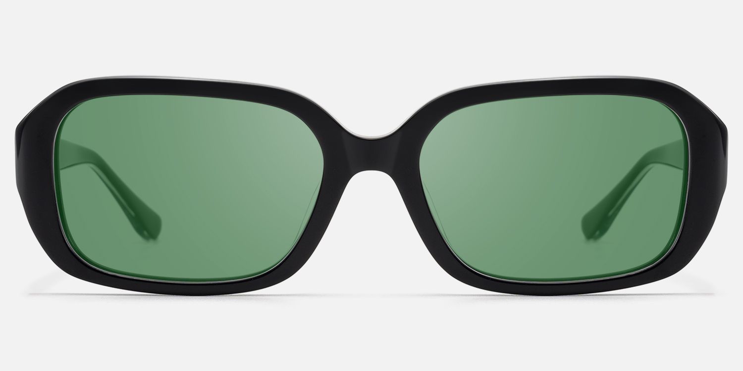 Mies - Industrial Black Green Tinted Sunglasses | Vooglam Angle View