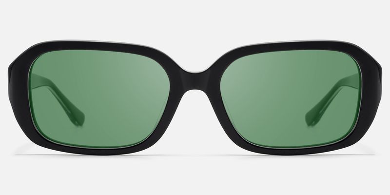 Mies - Industrial Black Green Tinted Sunglasses | Vooglam