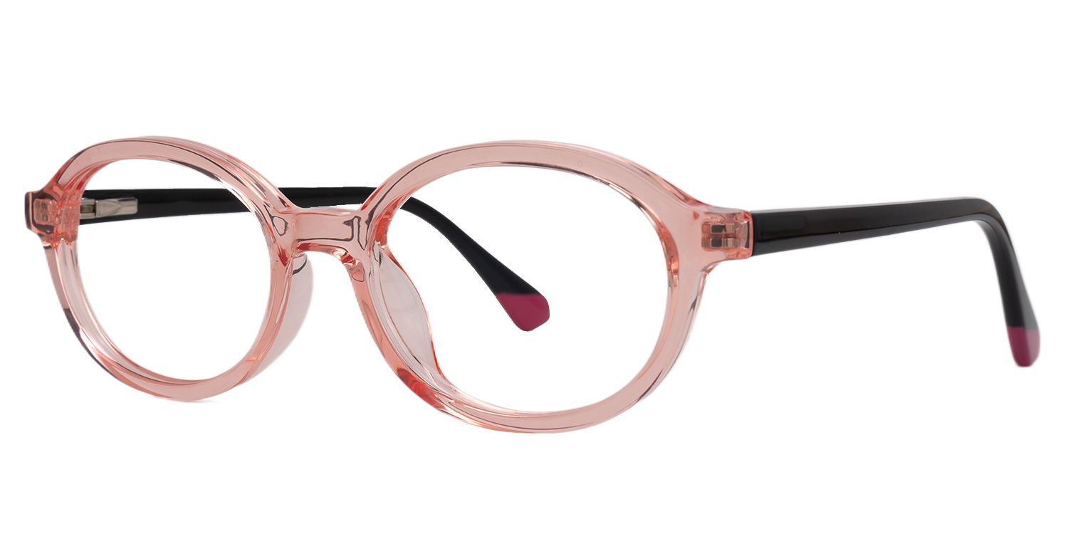 Mackenzie - Oval Pink Kids Eyeglasses by Vooglam - Front View