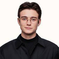 Spine - Geometric Gold Eyeglasses | Vooglam On Model 2