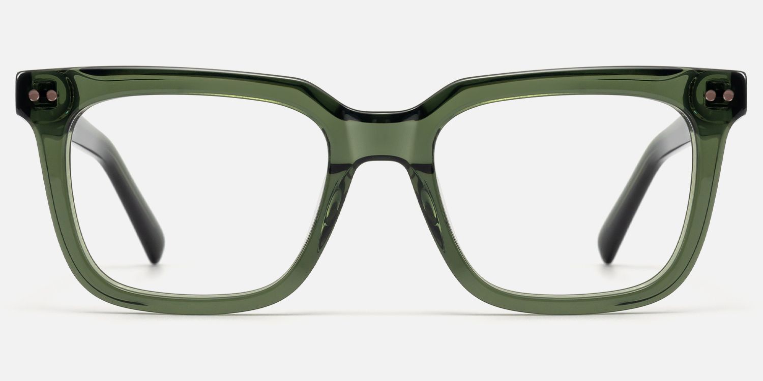 Remix - Rectangle Green Eyeglasses | Vooglam Angle View