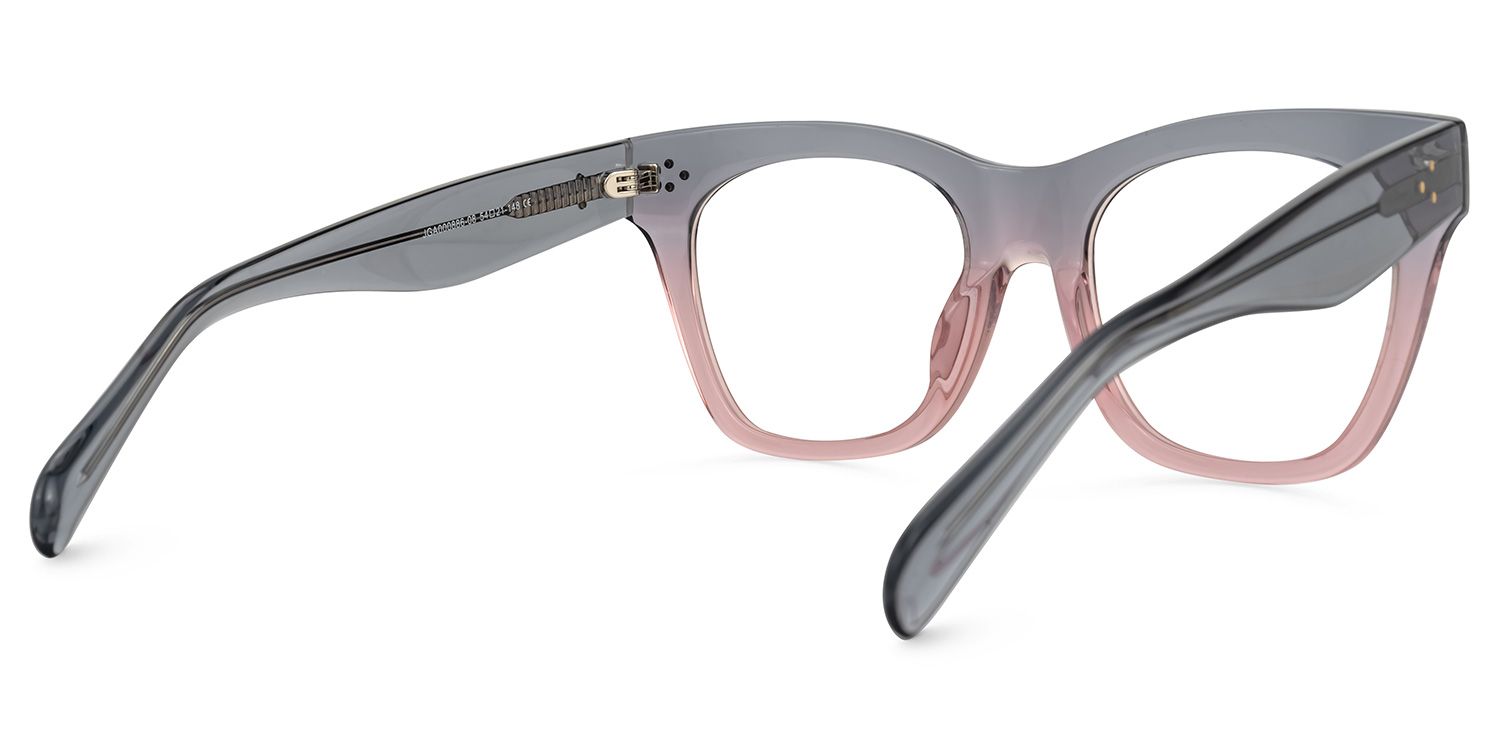 Carole - Rectangle Grey/Pink Eyeglasses by Vooglam - Side View