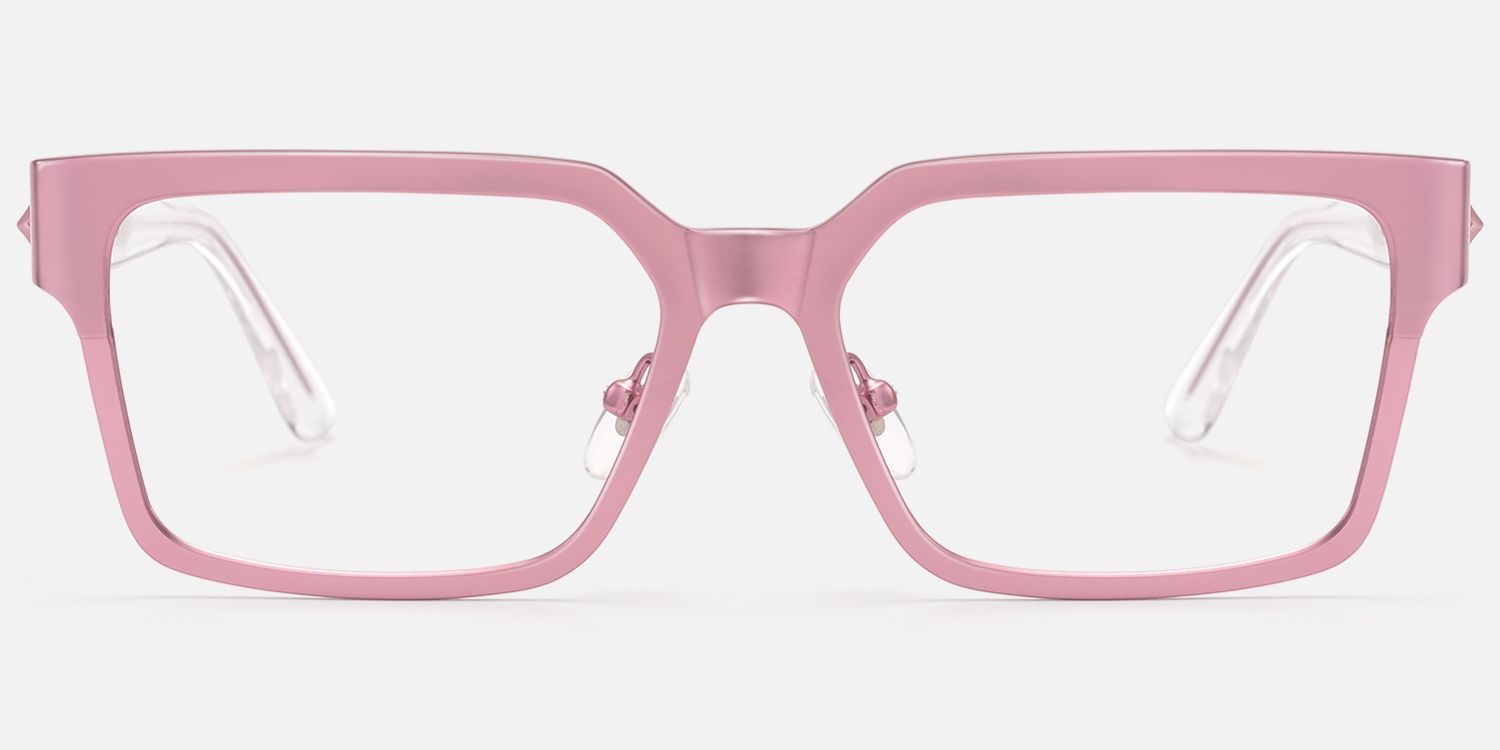 Vector - Matte Pink Metal Embossed Star Glasses by Vooglam - Angle View