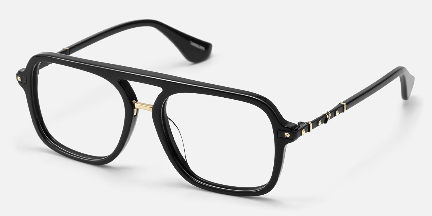 Marfa - Boho Chic Aviator Black Eyeglasses | Vooglam Front View