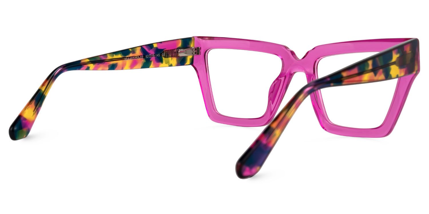 Elchanan - Rectangle Pink Eyeglasses | Vooglam Side View