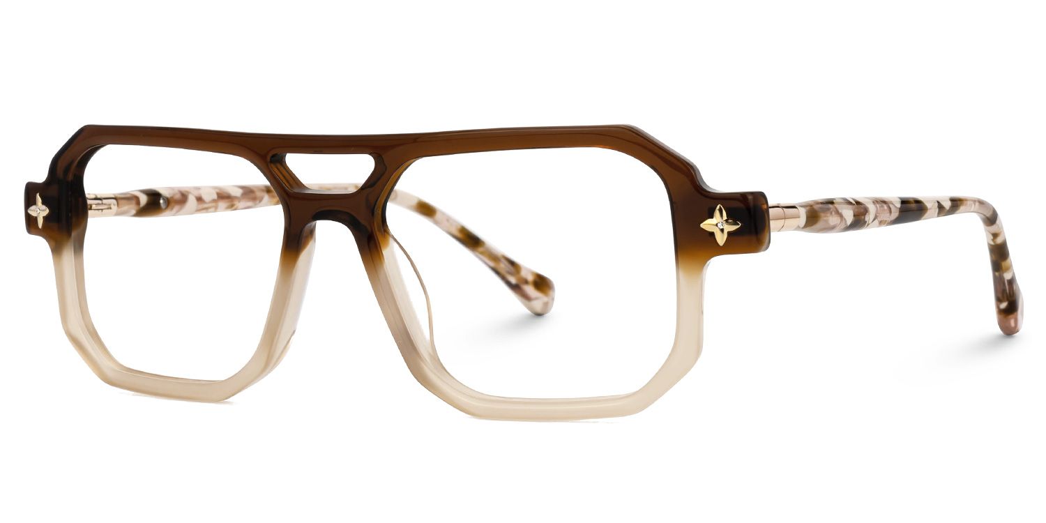 Gaetano - Aviator Brown Eyeglasses | Vooglam Front View