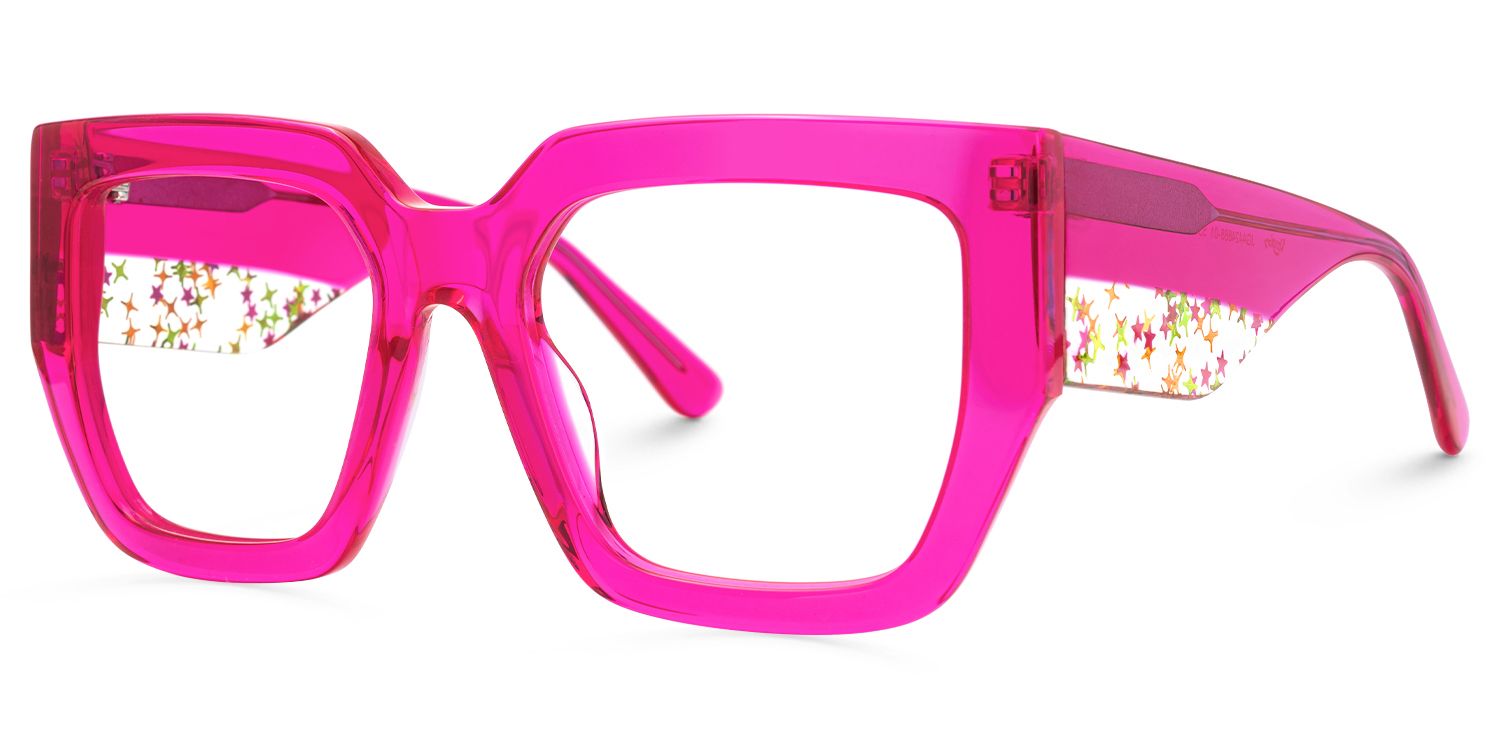 Nina - Square Pink Eyeglasses | Vooglam Front View
