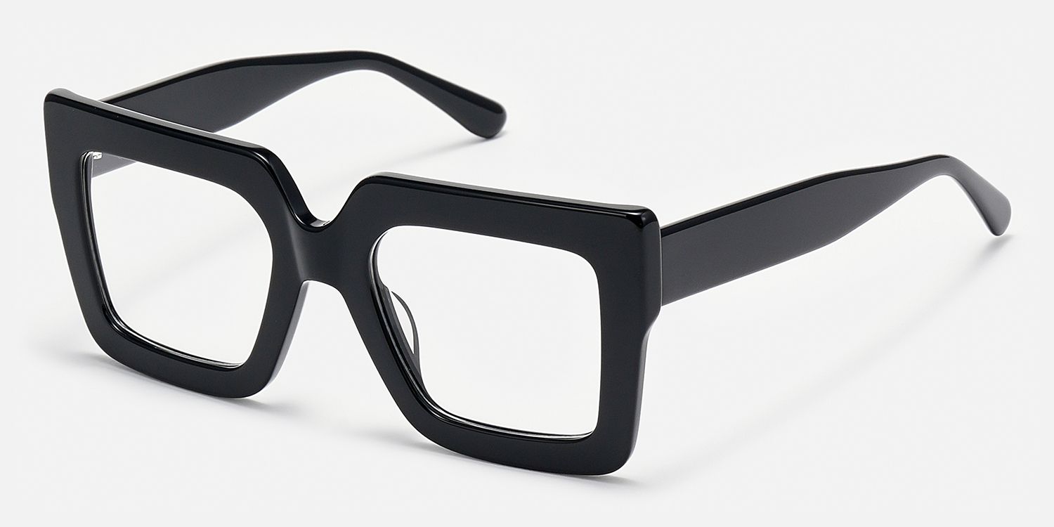 Charisse - Bold Chunky Square Black Glasses | Vooglam Front View